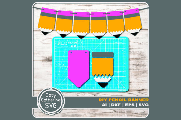 DIY Pencil Banner Template for Crafts and Graphics Projects