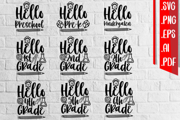 School Bundle SVG, EPS, AI, PNG & PDF for Crafts and Graphics